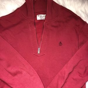 Original Penguin Men’s Red/Orange Zip Up- Large